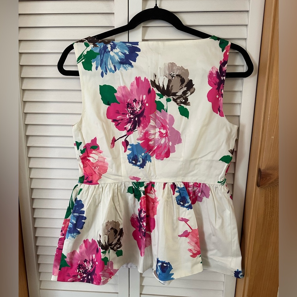 Kate Spade Green and White Floral Top